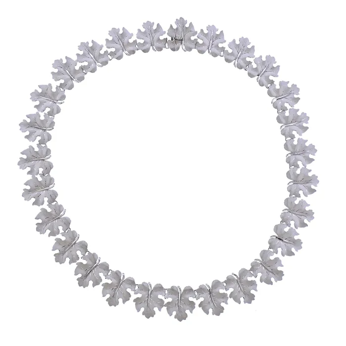 Buccellati Necklaces Buccellati White Gold Leaf Motif Necklace