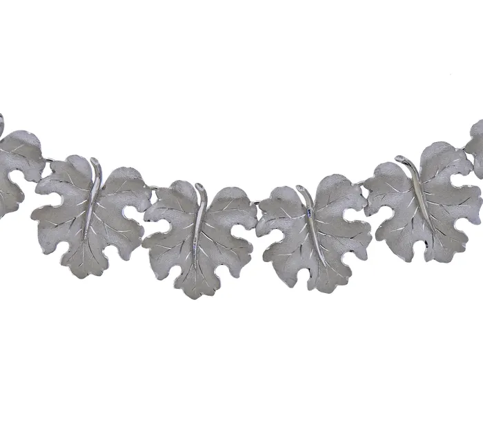 Buccellati Necklaces Buccellati White Gold Leaf Motif Necklace