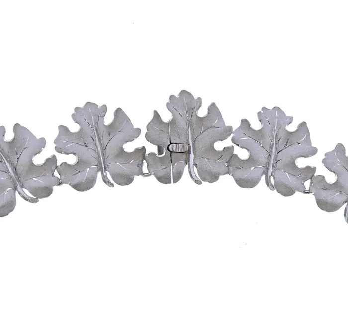 Buccellati Necklaces Buccellati White Gold Leaf Motif Necklace