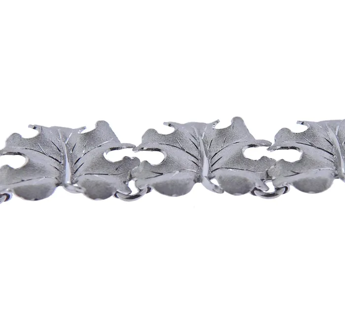 Buccellati Necklaces Buccellati White Gold Leaf Motif Necklace