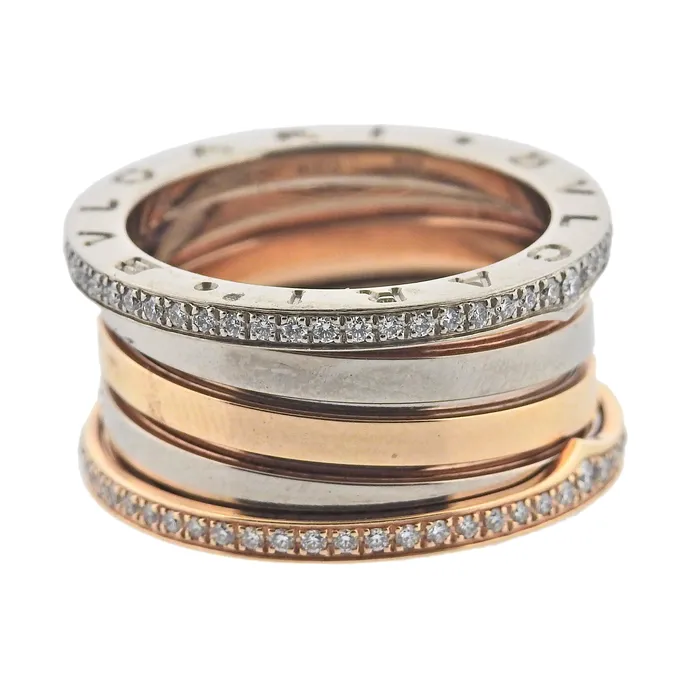 Bvlgari Rings Bulgari BZero1 Diamond Tri Color Gold Ring
