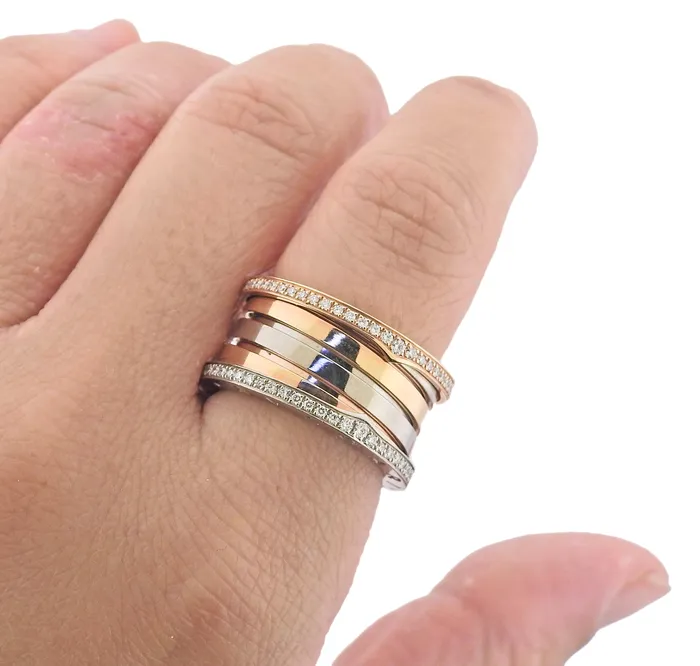Bvlgari Rings Bulgari BZero1 Diamond Tri Color Gold Ring