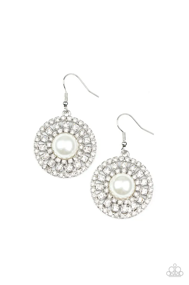 Century Classic White Earrings Jewelry by Bretta Paparazzi Accessories Earrings
