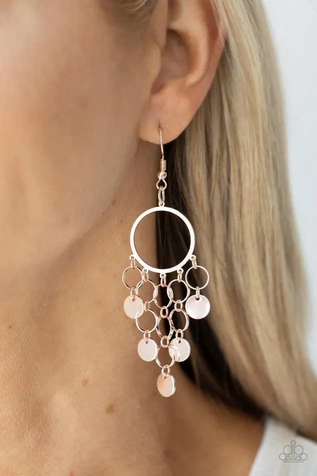 Cyber Chime Rose Gold Earrings Jewelry by Bretta Paparazzi Accessories Earrings Cyber Chime Rose Gold Earrings Jewelry by Bretta Paparazzi Accessories Earrings