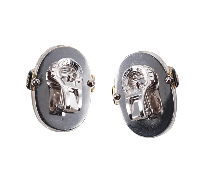 David Webb Carved Crystal Diamond Enamel Gold Platinum Earrings David Webb Earrings