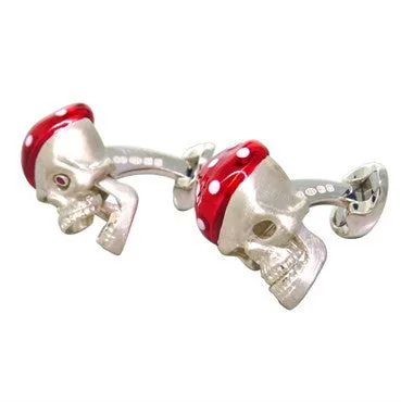 Deakin Francis Rings Deakin Francis Sterling Silver Red Bandana Skull Ruby Cufflinks