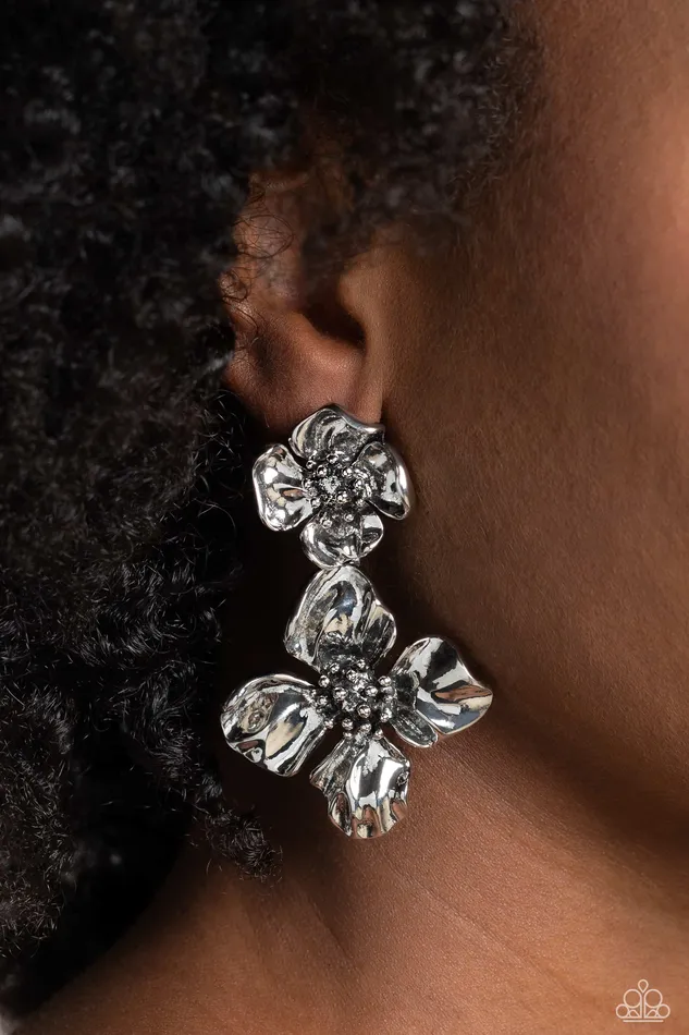 Earrings Gilded Grace Silver Earrings Jewelry by Bretta Paparazzi Accessories