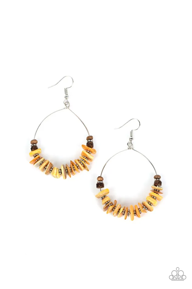 Earrings Hawaiian Kiss Yellow Earrings Jewelry by Bretta Paparazzi Accessories