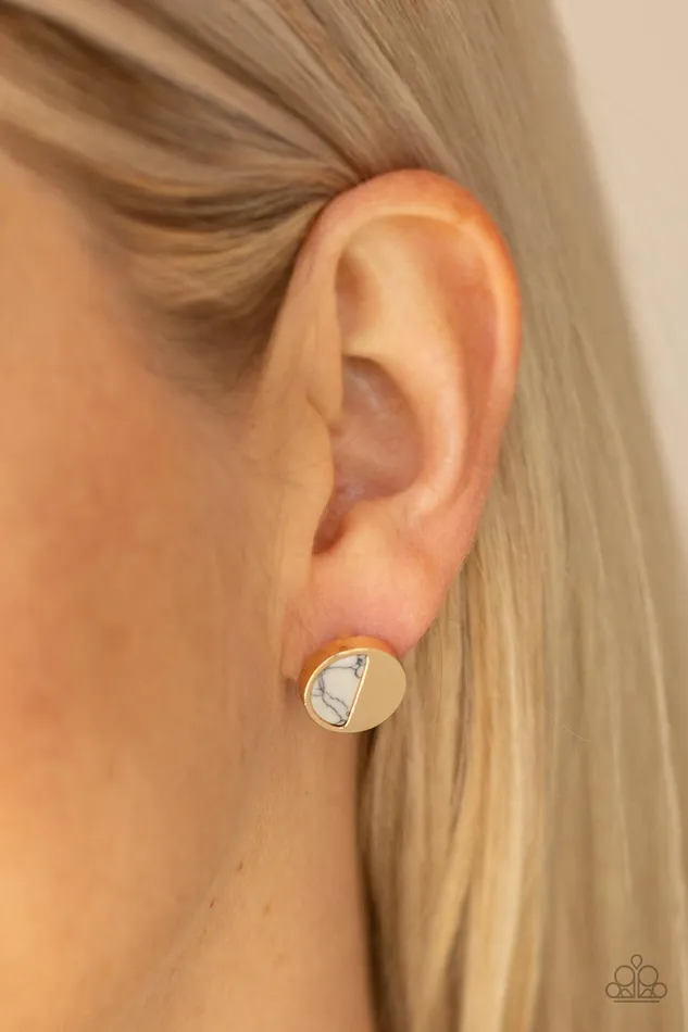 Earrings Marble Minimalist White Earrings Jewelry by Bretta Paparazzi Accessories