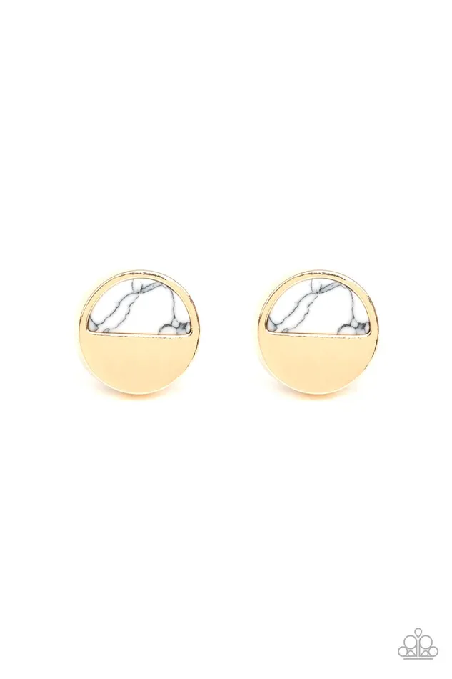 Earrings Marble Minimalist White Earrings Jewelry by Bretta Paparazzi Accessories