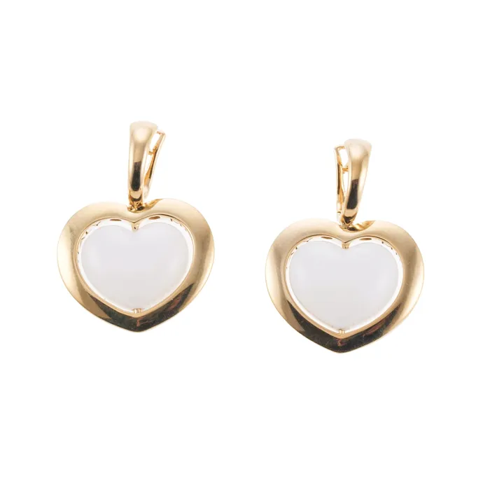 Earrings Mimi Milano Mimi Milano White Quartzite Gold Heart Earrings