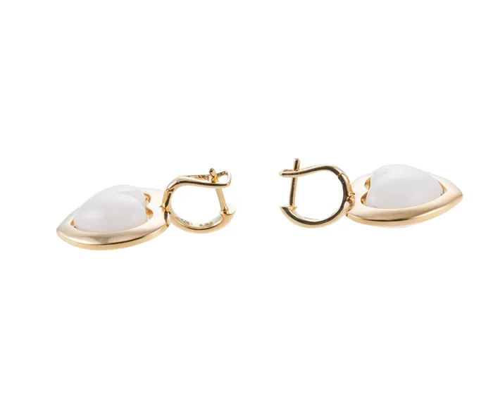 Earrings Mimi Milano Mimi Milano White Quartzite Gold Heart Earrings
