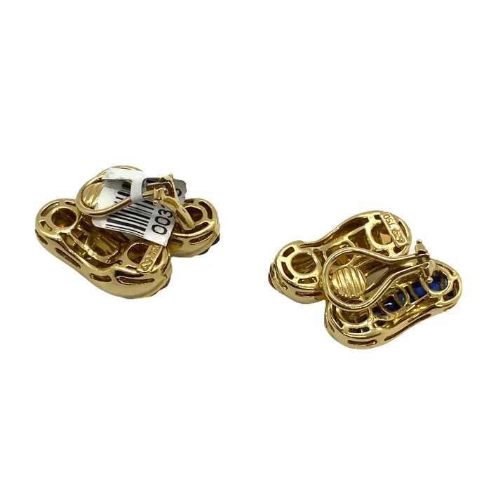 Earrings Seaman Schepps Seaman Schepps Sugarloaf Cut Sapphire Citrine 18K Gold Earrings