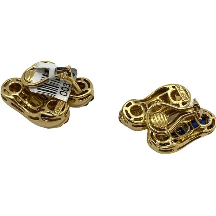 Earrings Seaman Schepps Seaman Schepps Sugarloaf Cut Sapphire Citrine 18K Gold Earrings
