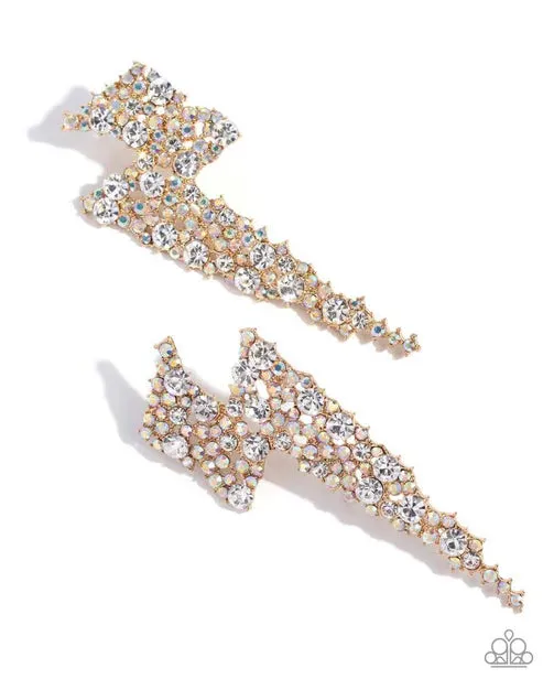 Electric Effulgence Gold Post Earrings Jewelry by Bretta Paparazzi Accessories Earrings