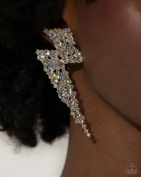 Electric Effulgence Gold Post Earrings Jewelry by Bretta Paparazzi Accessories Earrings