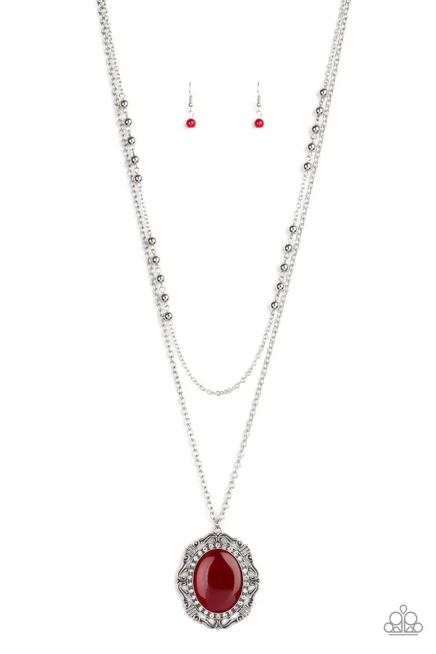 Endlessly Enchanted Red Necklace Jewelry by Bretta Paparazzi Accessories Necklaces
