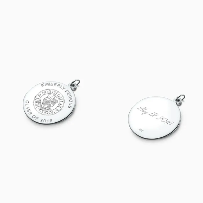 Engravable 1 inch Sterling Silver Custom Graduation Disc Charm Pendant Sandy Steven Engravers Necklaces