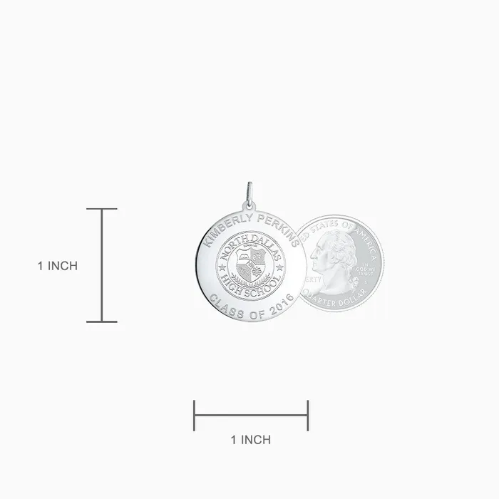 Engravable 1 inch Sterling Silver Custom Graduation Disc Charm Pendant Sandy Steven Engravers Necklaces