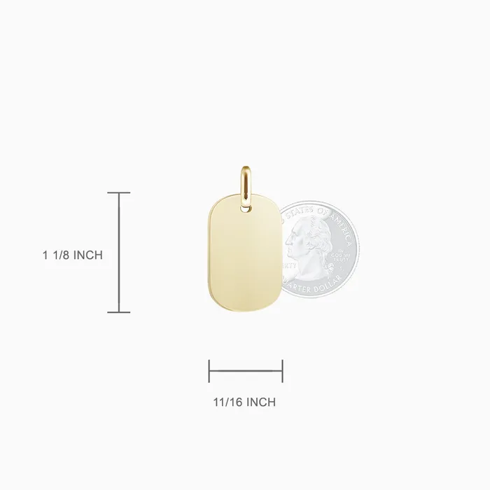 Engravable Mens Small 14k Yellow Gold FlatEdge Dog Tag Necklace with BoxLink Chain Sandy Steven Engravers Necklaces