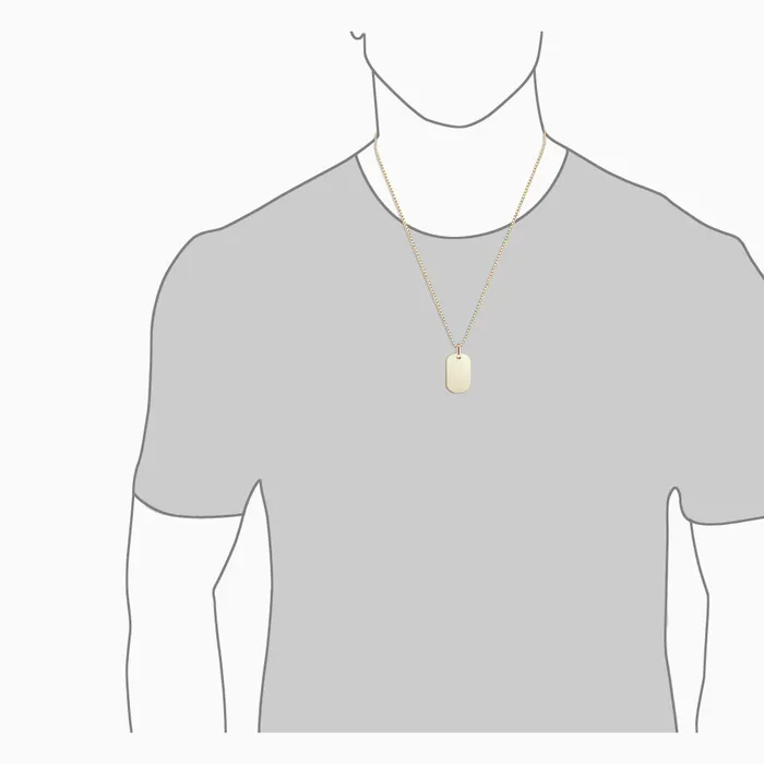 Engravable Mens Small 14k Yellow Gold FlatEdge Dog Tag Necklace with BoxLink Chain Sandy Steven Engravers Necklaces