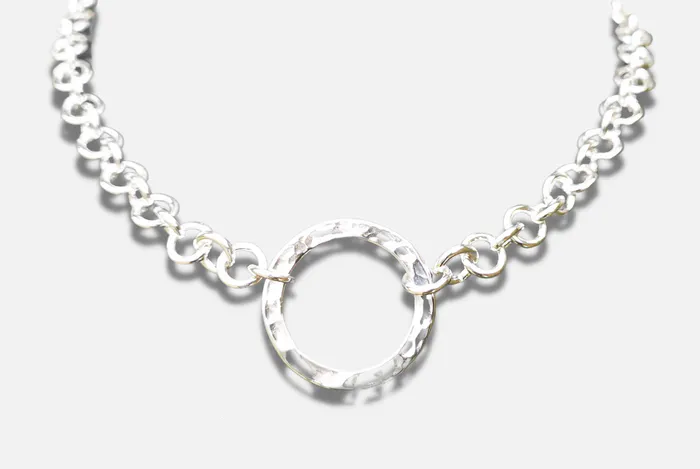 Handmade Sterling Silver BDSM Day Collar Heavy Chain Textured O Ring Adjustable Fit EROS MOON Rings Handmade Sterling Silver BDSM Day Collar Heavy Chain Textured O Ring Adjustable Fit EROS MOON Rings