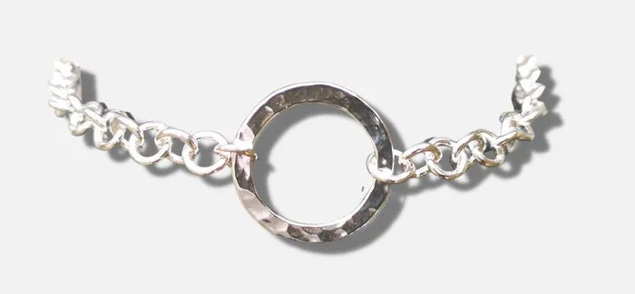 Handmade Sterling Silver BDSM Day Collar Heavy Chain Textured O Ring Adjustable Fit EROS MOON Rings