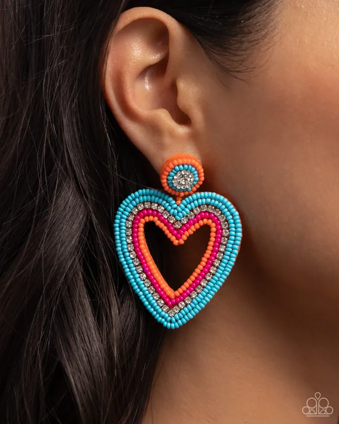Headfirst Heart Orange Heart Jewelry by Bretta Paparazzi Accessories Necklaces