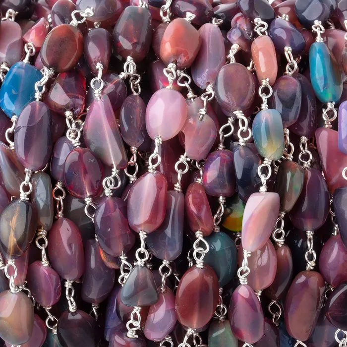 Necklaces Beadsofcambaycom 69mm Black Ethiopian Opal Plain Nuggets on 925 Sterling Silver Chain Necklaces Beadsofcambaycom 69mm Black Ethiopian Opal Plain Nuggets on 925 Sterling Silver Chain