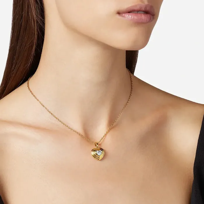 Necklaces Chiara Ferragni Womens gold necklace with heart and zircon stone Chiara Ferragni Bold