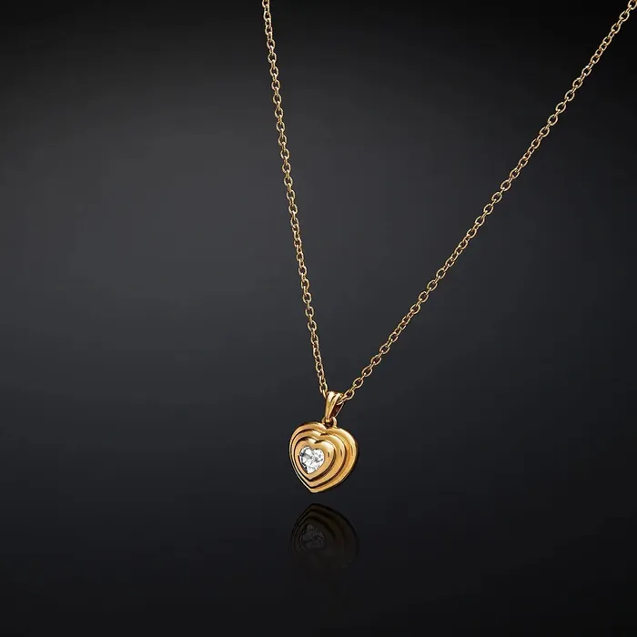 Necklaces Chiara Ferragni Womens gold necklace with heart and zircon stone Chiara Ferragni Bold