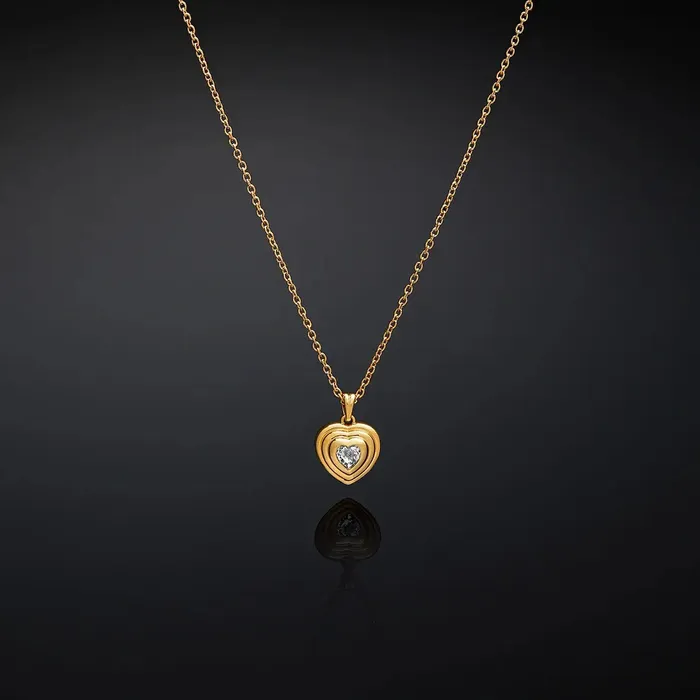 Necklaces Chiara Ferragni Womens gold necklace with heart and zircon stone Chiara Ferragni Bold