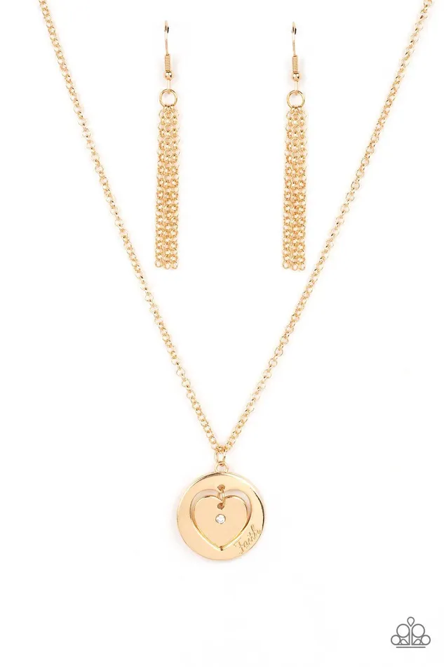 Necklaces Heart Full of Faith Gold Necklace Jewelry by Bretta Paparazzi Accessories