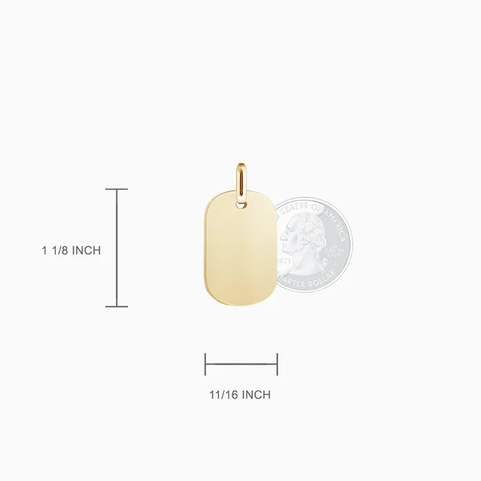 Necklaces Sandy Steven Engravers Engravable Mens Small 14k Yellow Gold FlatEdge Double Dog Tag Necklace with Ball Chain