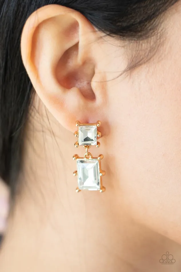 Paparazzi Accessories Cosmic Queen Gold Earrings Jewelry by Bretta Earrings