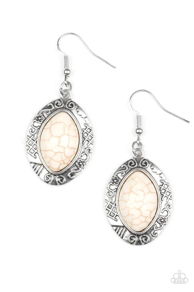 Paparazzi Accessories Earrings Desert Harvest White Earrings Jewelry by Bretta