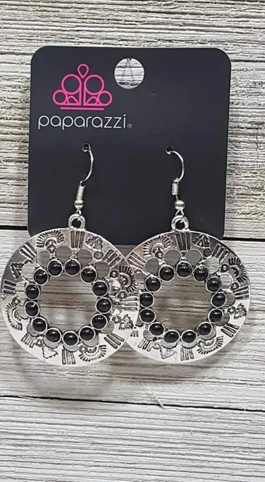 Paparazzi Accessories Earrings Organically Omega Black Earrings Jewelry by Bretta