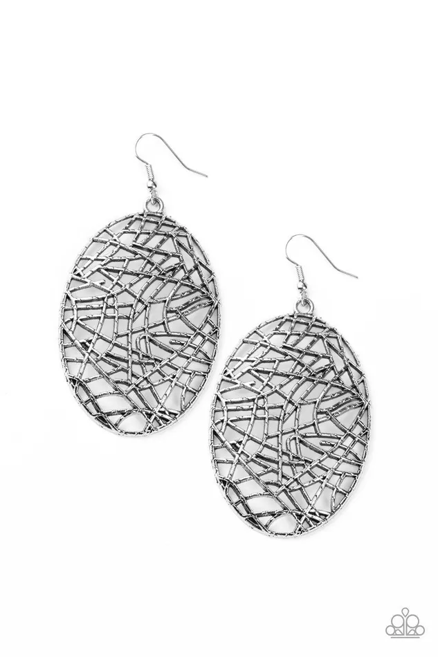 Paparazzi Accessories Earrings Way Out of Line Silver Earrings Jewelry by Bretta