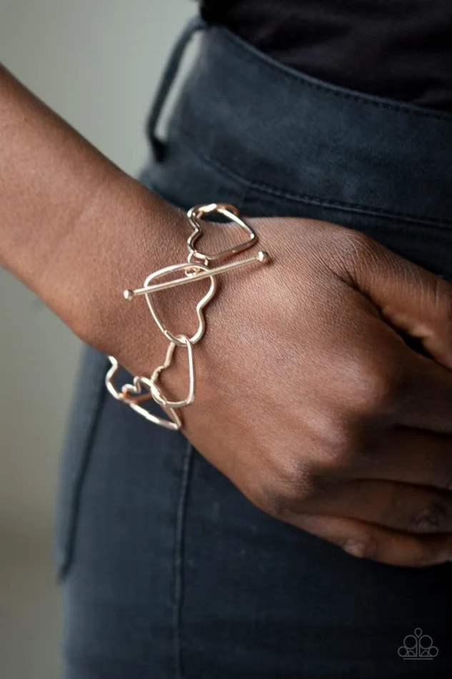 Paparazzi Accessories Take Heart Rose Gold Bracelet Jewelry by Bretta Bracelets Paparazzi Accessories Take Heart Rose Gold Bracelet Jewelry by Bretta Bracelets