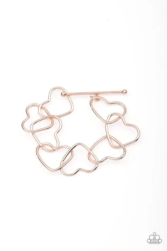 Paparazzi Accessories Take Heart Rose Gold Bracelet Jewelry by Bretta Bracelets