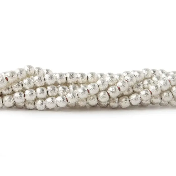 Rings Beadsofcambaycom 3mm Sterling Silver Plated Copper Brushed Round 8 inch 66 beads Rings Beadsofcambaycom 3mm Sterling Silver Plated Copper Brushed Round 8 inch 66 beads