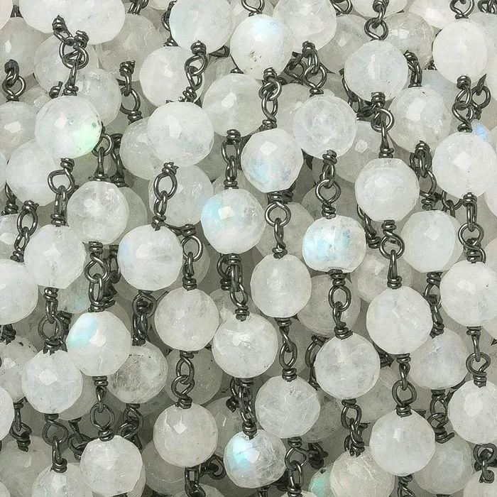 Rings Beadsofcambaycom 56mm Rainbow Moonstone faceted round Black Gold 925 Sterling Silver Chain by the foot 27 pieces Rings Beadsofcambaycom 56mm Rainbow Moonstone faceted round Black Gold 925 Sterling Silver Chain by the foot 27 pieces