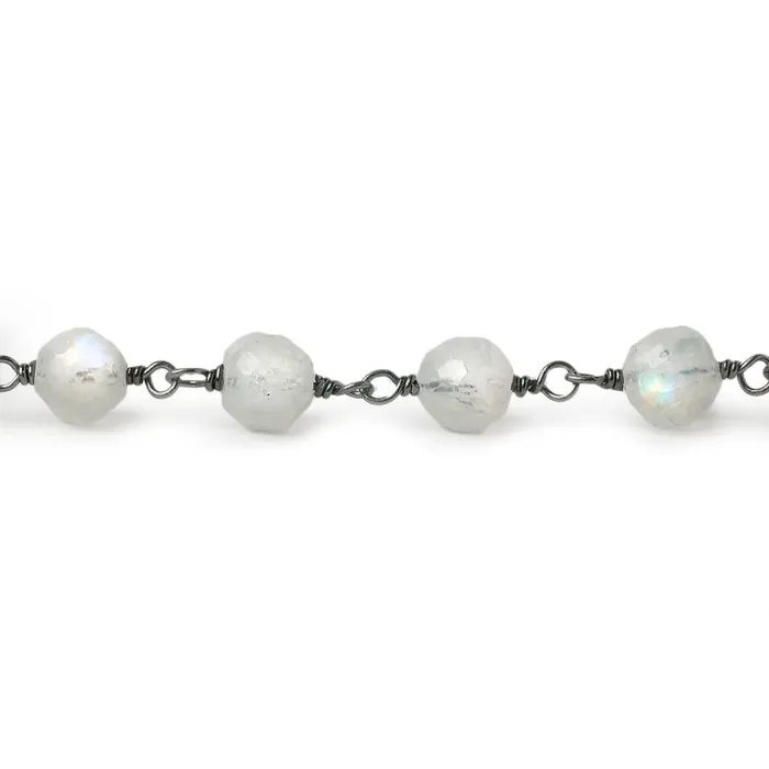 Rings Beadsofcambaycom 56mm Rainbow Moonstone faceted round Black Gold 925 Sterling Silver Chain by the foot 27 pieces Rings Beadsofcambaycom 56mm Rainbow Moonstone faceted round Black Gold 925 Sterling Silver Chain by the foot 27 pieces