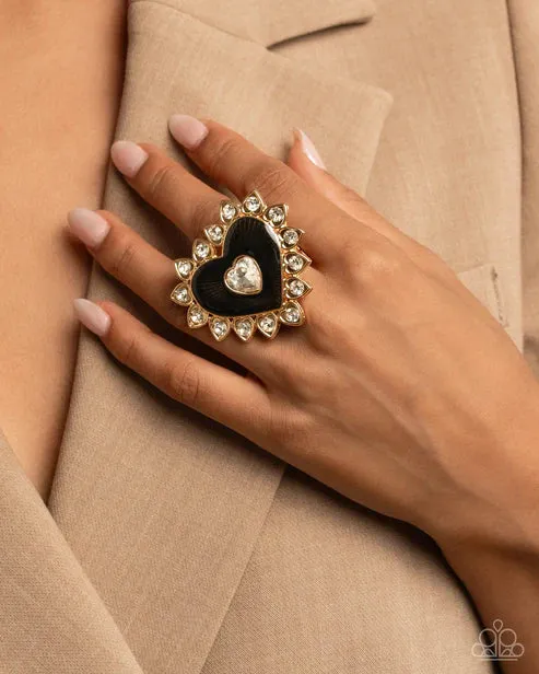 Rings Paparazzi Accessories Devoted Declaration Gold Heart Ring Jewelry by Bretta Rings Paparazzi Accessories Devoted Declaration Gold Heart Ring Jewelry by Bretta