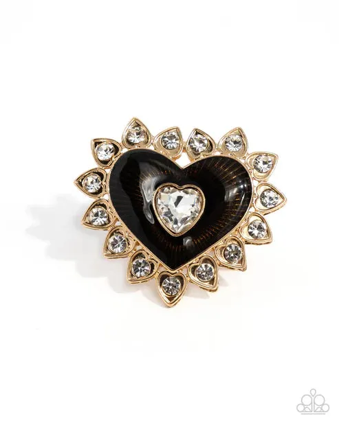 Rings Paparazzi Accessories Devoted Declaration Gold Heart Ring Jewelry by Bretta