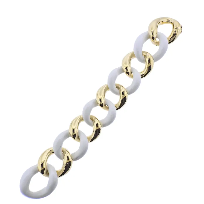 Seaman Schepps Gold White Ceramic Link Bracelet Seaman Schepps Bracelets Seaman Schepps Gold White Ceramic Link Bracelet Seaman Schepps Bracelets