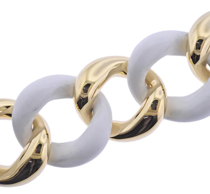 Seaman Schepps Gold White Ceramic Link Bracelet Seaman Schepps Bracelets