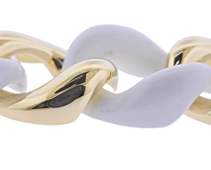 Seaman Schepps Gold White Ceramic Link Bracelet Seaman Schepps Bracelets