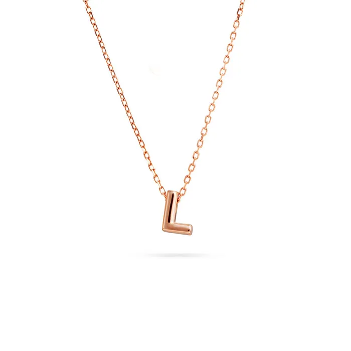 Senso Silver Silver necklace with the letter L and rose gold plating Silver Sense Necklaces