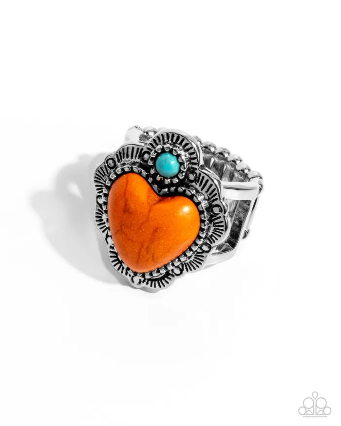 Texas Ranger Orange Heart Ring Jewelry by Bretta Paparazzi Accessories Rings